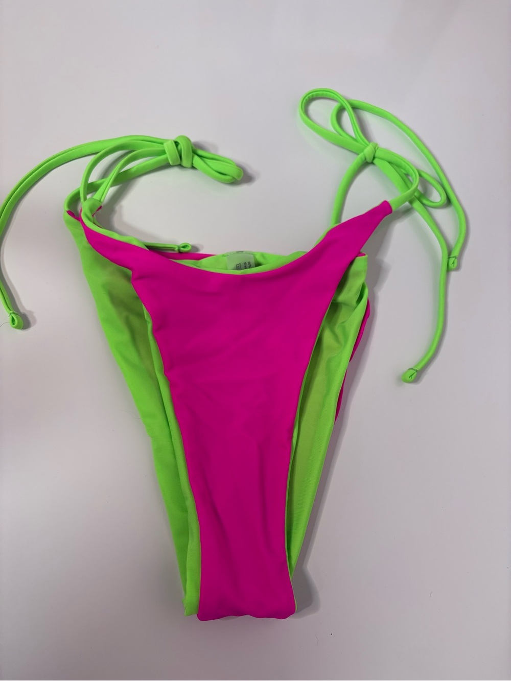 L Neon Pink and Lime Green One-Piece Swimsuit